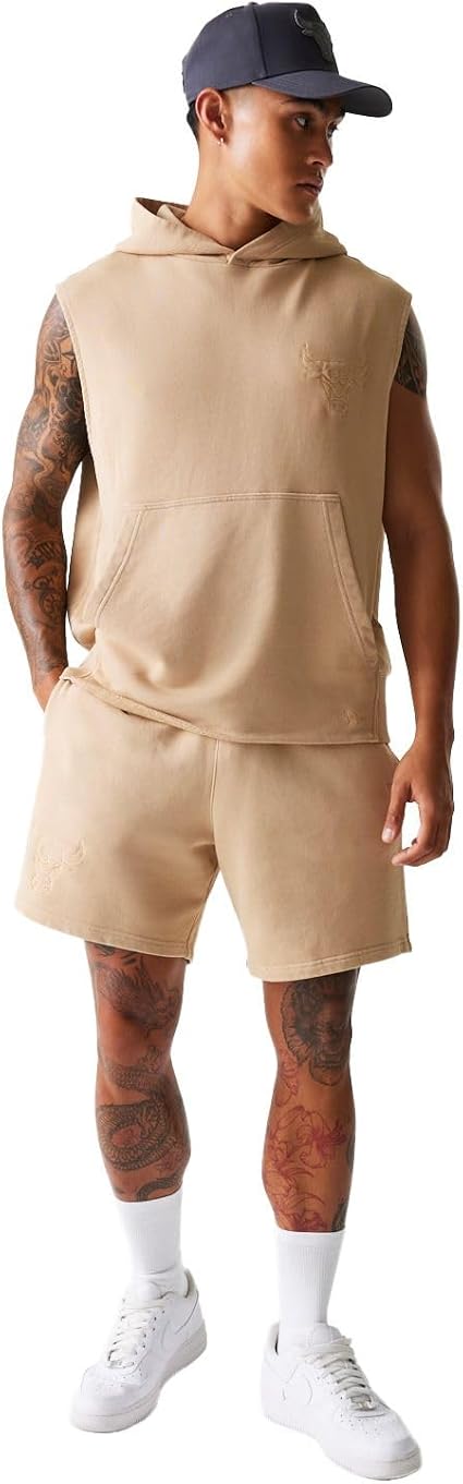 New Era Sleeveless Hoody-Washed Chicago Bulls Beige Large